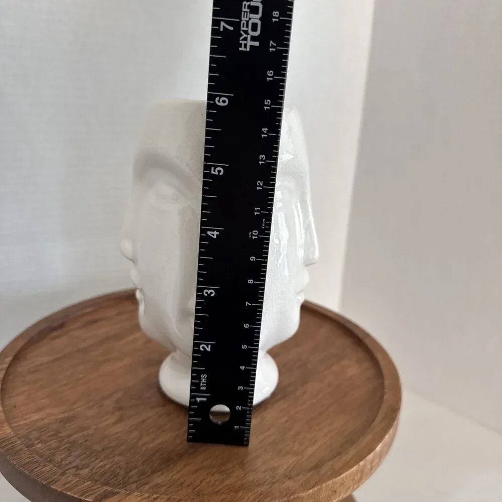 White Crackled Four Faces Vase Interesting Eye Catching